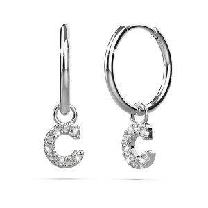 Solid 925 Sterling Silver Octavia Alphabet Letter Zircon Huggie Earrings Silver - C