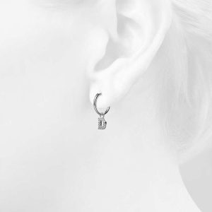 Solid 925 Sterling Silver Octavia Alphabet Letter Zircon Huggie Earrings Silver - D