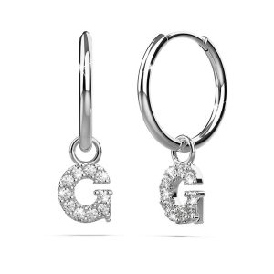 Solid 925 Sterling Silver Octavia Alphabet Letter Zircon Huggie Earrings Silver - G