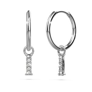 Solid 925 Sterling Silver Octavia Alphabet Letter Zircon Huggie Earrings Silver - I