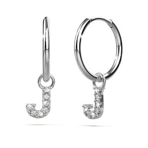Solid 925 Sterling Silver Octavia Alphabet Letter Zircon Huggie Earrings Silver - J