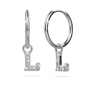 Solid 925 Sterling Silver Octavia Alphabet Letter Zircon Huggie Earrings Silver- L