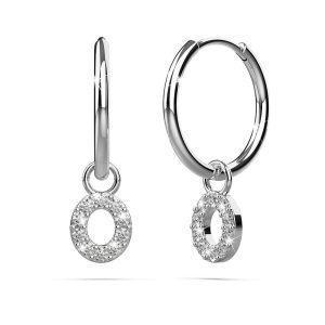 Solid 925 Sterling Silver Octavia Alphabet Letter Zircon Huggie Earrings Silver - O