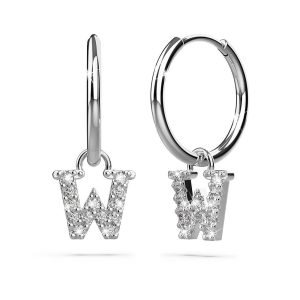 Solid 925 Sterling Silver Octavia Alphabet Letter Zircon Huggie Earrings Silver - W
