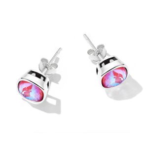Solid 925 Sterling Silver Miranda Electric Red Crystal Stud Earrings