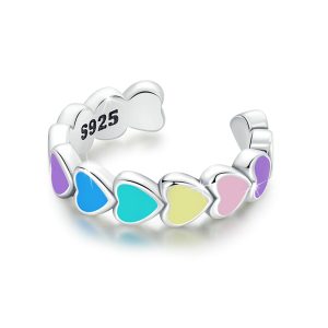 Rainbow Heart Open Cut Ear Cuff