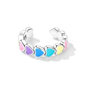 Rainbow Heart Open Cut Ear Cuff