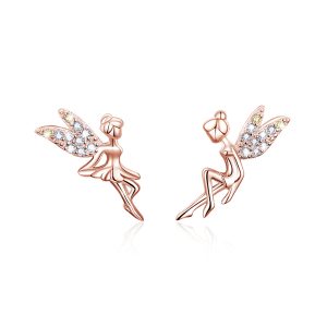 Solid 925 Signature Silver Dancing Tinkerbell Stud Earrings