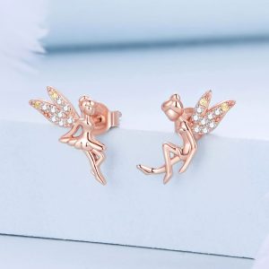 Solid 925 Signature Silver Dancing Tinkerbell Stud Earrings