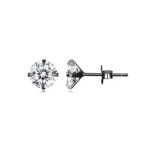 Solid 925 Signature Silver Mary Anne Crystal Stud Earrings In Black Gold