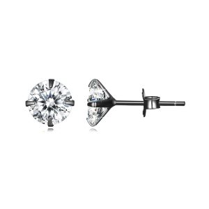 Solid 925 Signature Silver Mary Anne Crystal Stud Earrings In Black Gold