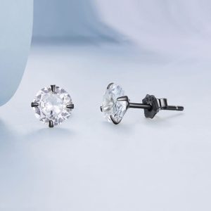 Solid 925 Signature Silver Mary Anne Crystal Stud Earrings In Black Gold