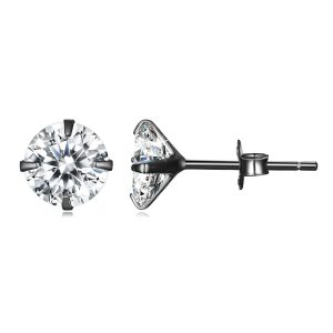 Solid 925 Signature Silver Mary Anne Crystal Stud Earrings In Black Gold