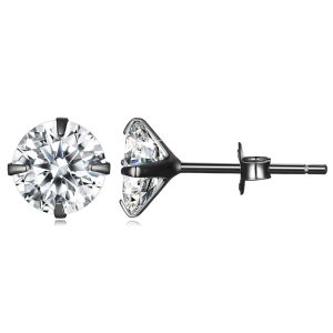 Solid 925 Signature Silver Mary Anne Crystal Stud Earrings In Black Gold
