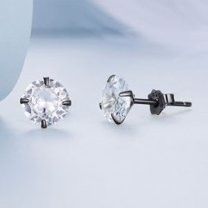 Solid 925 Signature Silver Mary Anne Crystal Stud Earrings In Black Gold