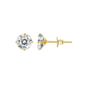 Solid 925 Signature Silver Mary Anne Crystal Stud Earrings In Gold