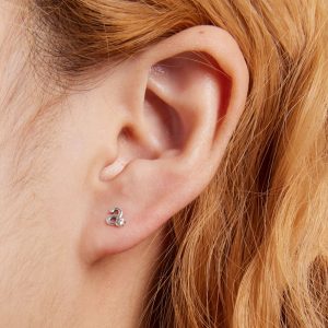 Solid 925 Signature Silver Cursive Alphabet Stud Earrings