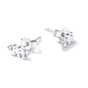 Solid 925 Signature Silver M&M Stud Earrings