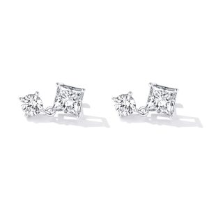 Solid 925 Signature Silver Diamond Cut Crystal Drop Earrings