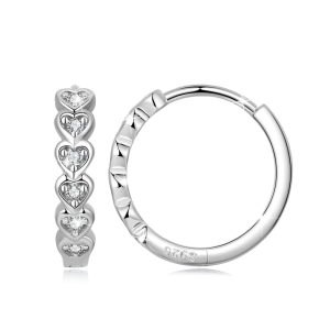 Solid 925 Signature Silver Beloved Circle Huggie Earrings