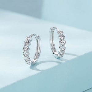 Solid 925 Signature Silver Beloved Circle Huggie Earrings