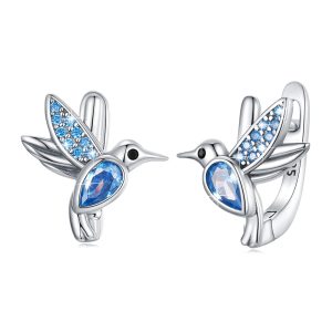 Solid 925 Signature Silver Absolute Love Birds Stud Earrings