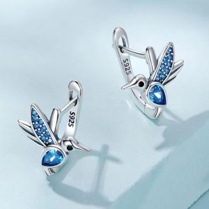 Solid 925 Signature Silver Absolute Love Birds Stud Earrings