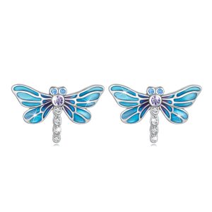 Solid 925 Signature Silver Dragonflies At Disco Earrings