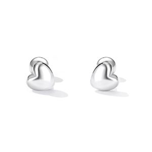 Solid 925 Signature Silver Queen Of Hearts Stud Earrings