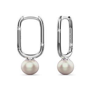 Solid 925 Signature Silver Mathilda Pearl Huggie Earrings