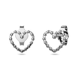 Solid 925 Signature Silver Iron Heart Open Stud Earrings