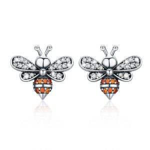 Solid 925 Sterling Silver Kayla Bee Stud Earrings