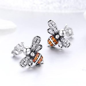 Solid 925 Sterling Silver Kayla Bee Stud Earrings