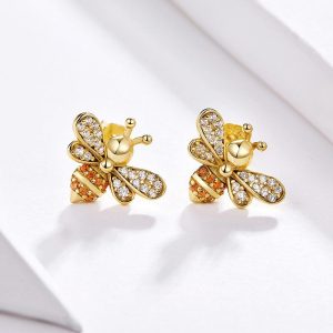 Solid 925 Sterling Silver Kayla Bee Stud Earrings