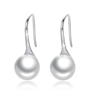 Solid 925 Sterling Silver Pearl Drop Earrings