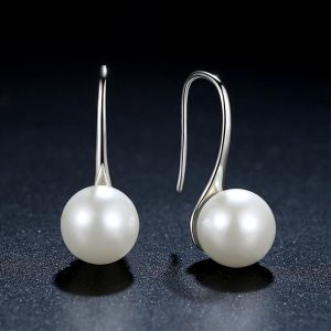 Solid 925 Sterling Silver Pearl Drop Earrings