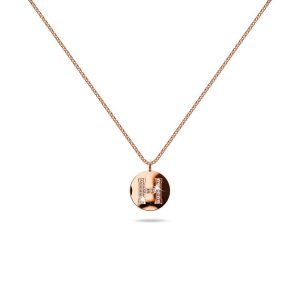 Solid 925 Sterling Silver Initial Alphabet Personalised Disc Necklace- H