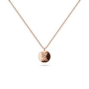 Solid 925 Sterling Silver Initial Alphabet Personalised Disc Necklace- K