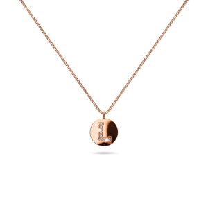 Solid 925 Sterling Silver Initial Alphabet Personalised Disc Necklace- L