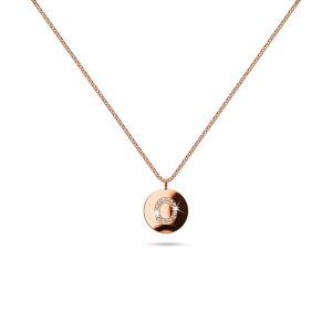 Solid 925 Sterling Silver Initial Alphabet Personalised Disc Necklace- O