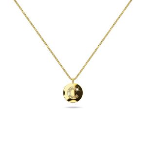 Solid 925 Sterling Silver Initial Alphabet Personalised Disc Necklace- C