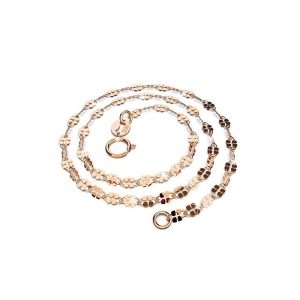 Solid 925 Sterling Silver Fancy Clover Link Chain Necklace in Rose Gold Layered