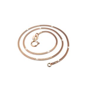 Solid 925 Sterling Silver Curb Chain Necklace in Rose Gold Layered
