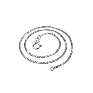 Solid 925 Sterling Silver Curb Chain Chain Necklace in White Gold Layered