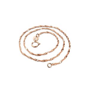 Solid 925 Sterling Silver Singapore Chain Necklace in Rose Gold Layered