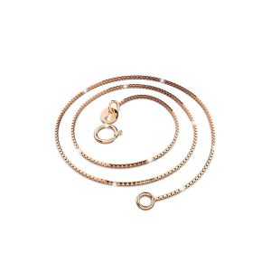 Solid 925 Sterling Silver Box Chain Necklace in Rose Gold Layered