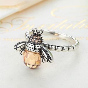 Solid 925 Sterling Silver Zirconia Queen Bee Ring
