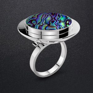 Solid 925 Sterling Silver Abalone Shell Ring