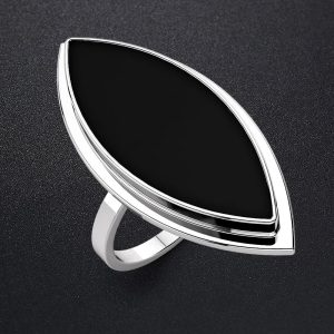 Solid 925 Sterling Silver Handmade Black Agate Ring