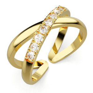 Solid 925 Sterling Silver Cassia Adjustable Stacking Ring in Gold